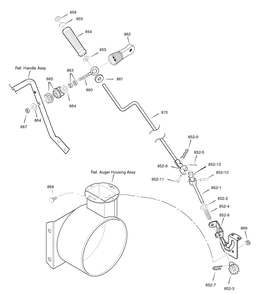 Chute Rod Diagram and Parts List for 6240810X85-18-2857-28 2007 Briggs and Stratton Snow Blower